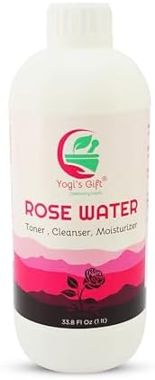 100% Pure Rose Water 33.8 fl oz | For Face & Hair | Alcohol Free & Artificial Coloring Free | by Yogi's Gift® (33.8 fl oz)