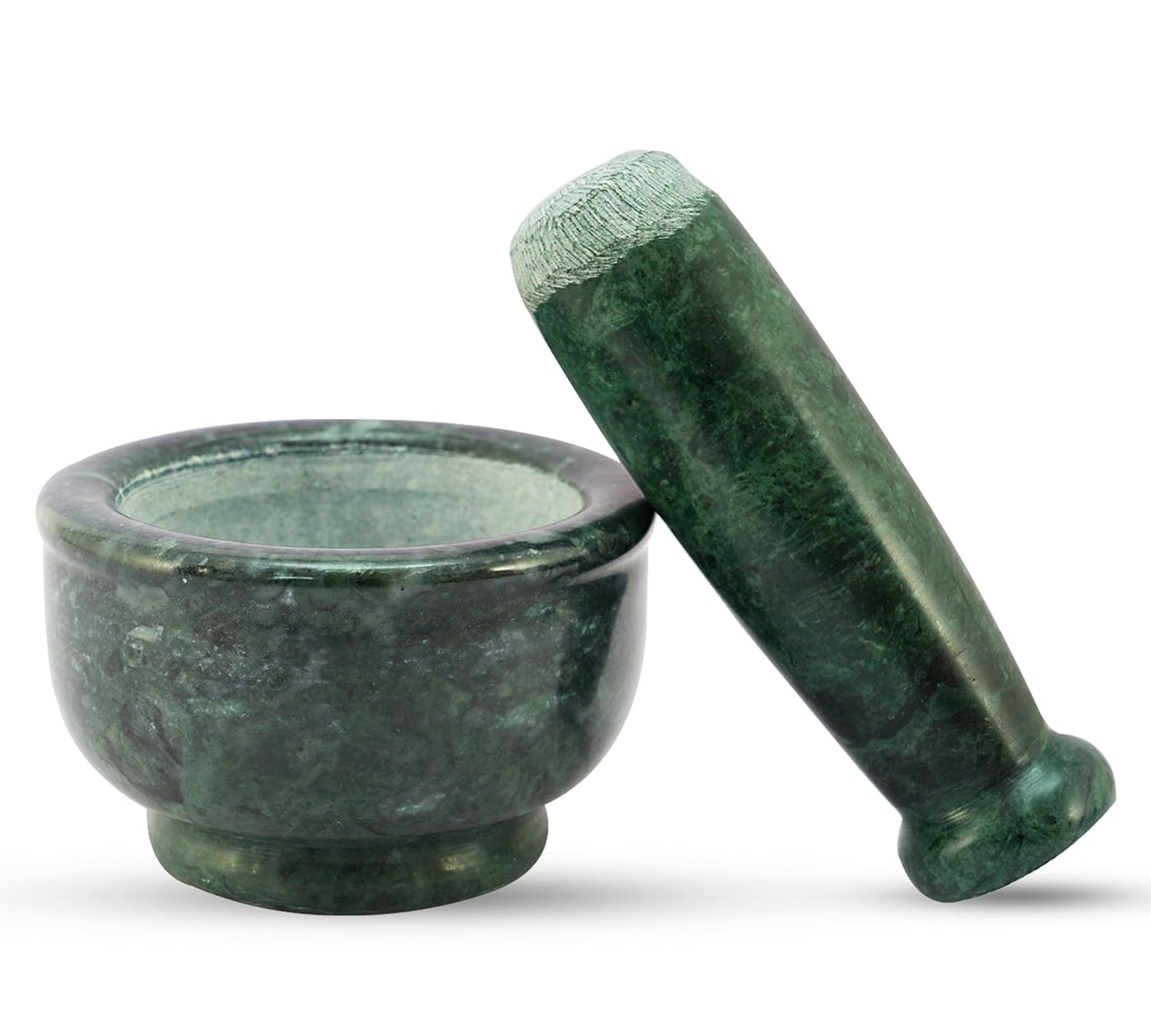Mortar and Pestle 4" Inch | Green Marble | Herb, Spice, and Pill Grinder | Highly Durable and Elegant Kitchen Tool