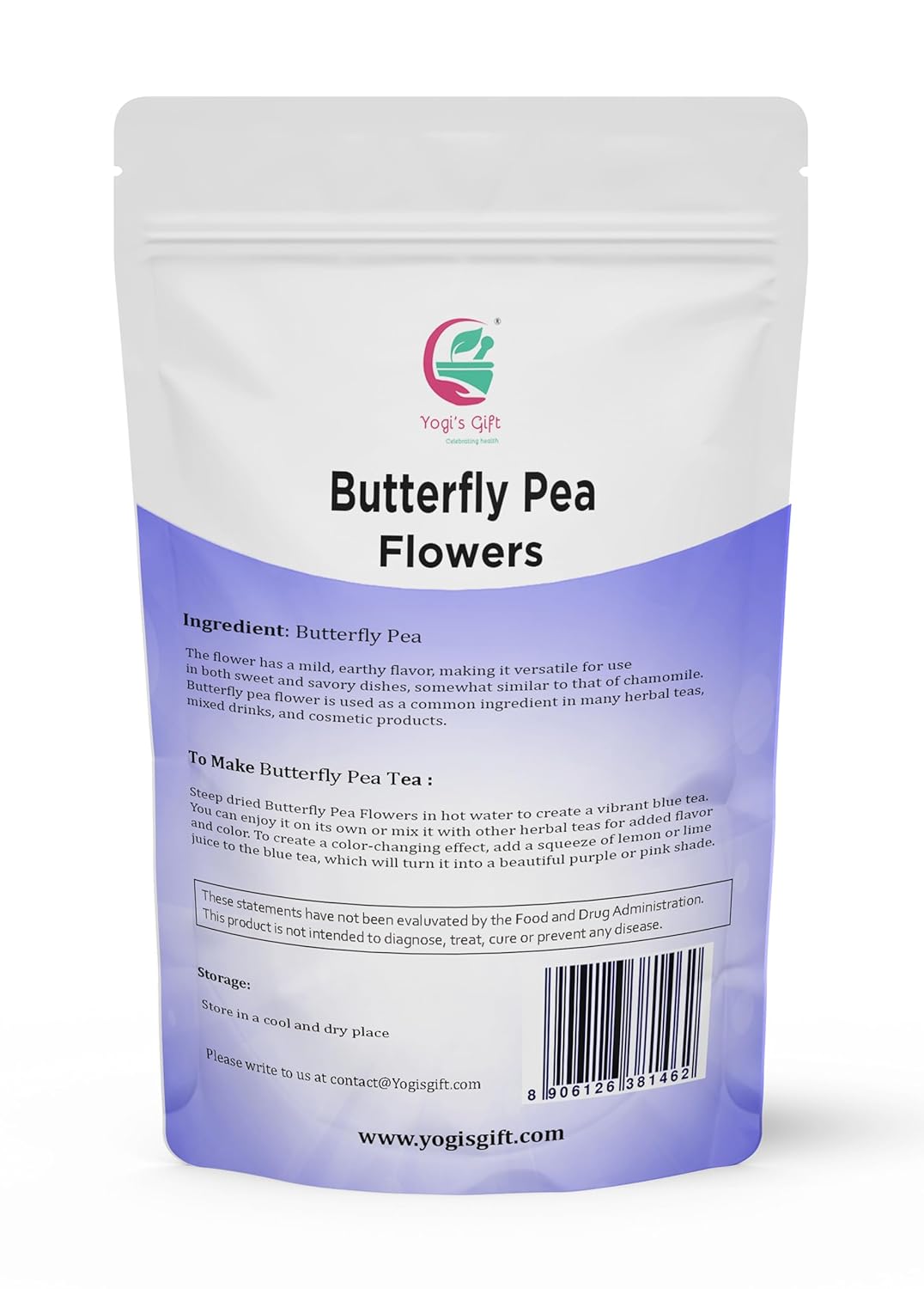 Butterfly Pea Flower Dried 1 LB | Blue Butterfly Pea Flower Tea | Makes Beautiful Blue Or Purple Food Coloring | Non-Gmo, Ethically Sourced | By Yogi's Gift®