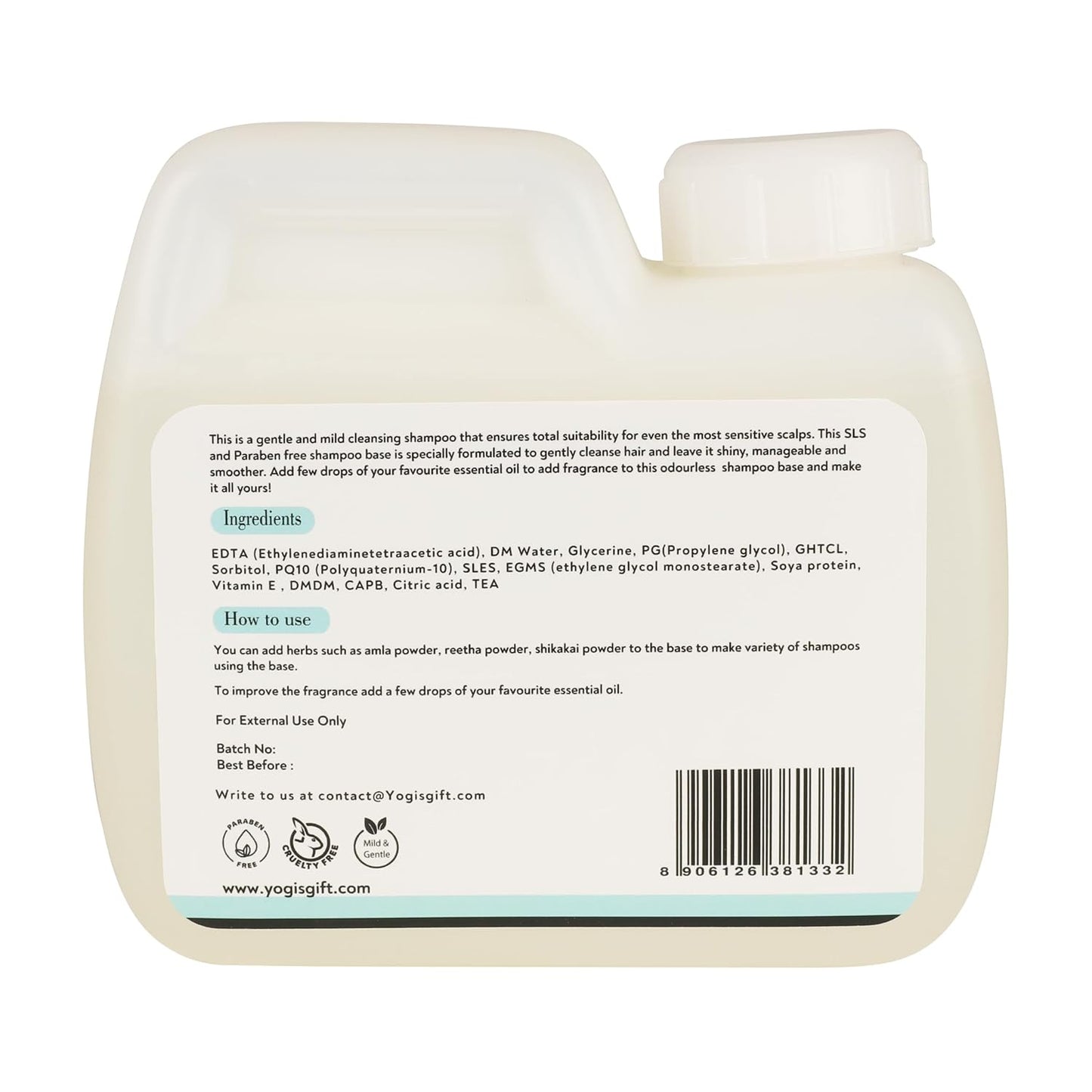 Shampoo Base Clear 40 fl oz (1.2L) | Make Your Own Shampoo | SLS and Paraben Free | Pearly White | Similar to Soap Base | By Yogi's Gift®