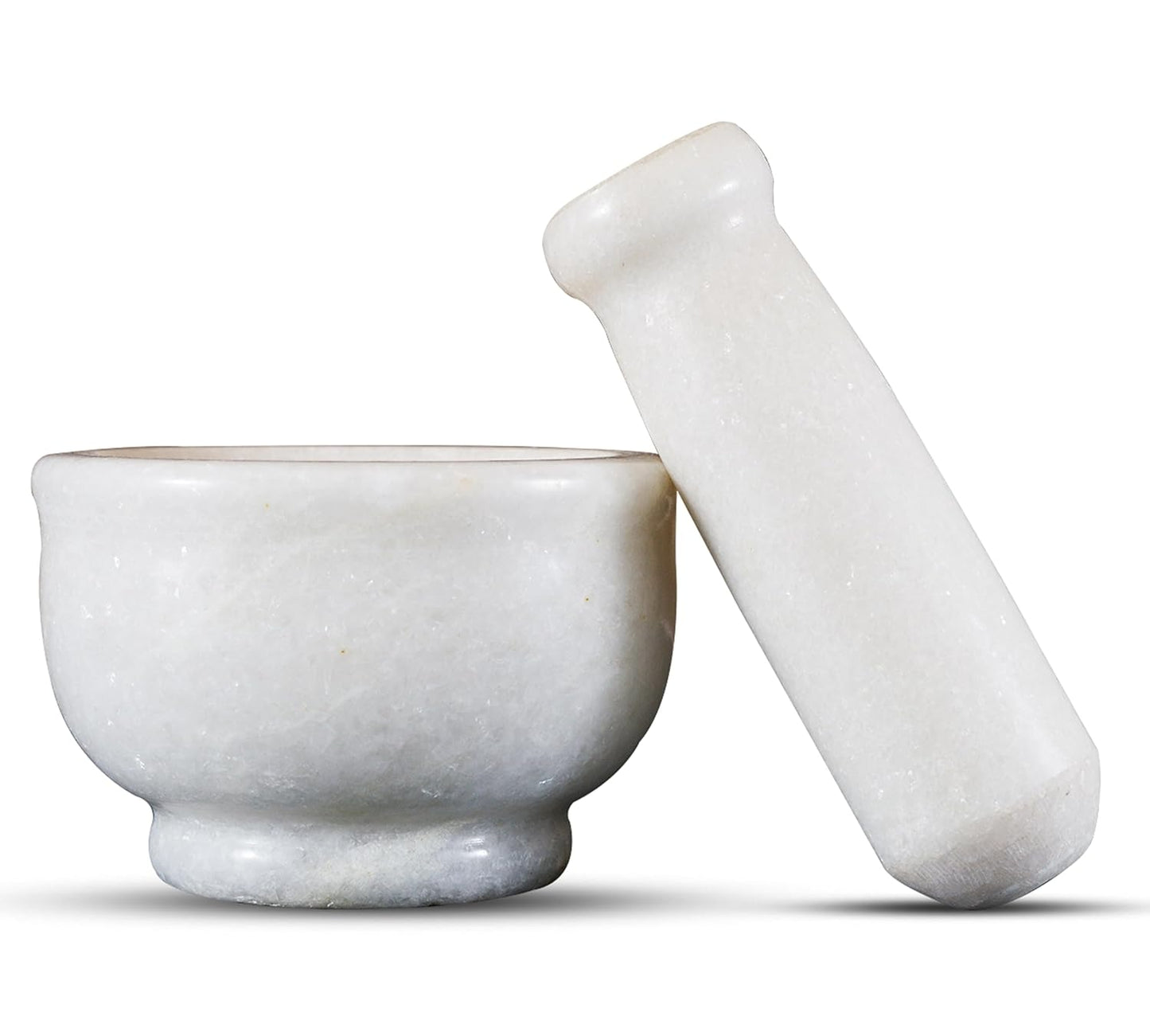 Mortar and Pestle 4" Inch | White Marble | Herb, Spice, and Pill Grinder | Highly Durable and Elegant Kitchen Tool