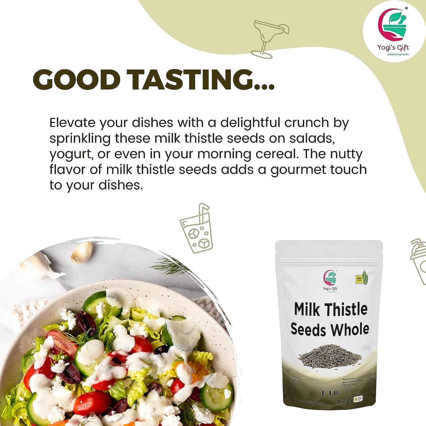 Milk Thistle Seeds 1 LB | Whole Milk Thistle for Tea | by Yogi's Giftยฎ