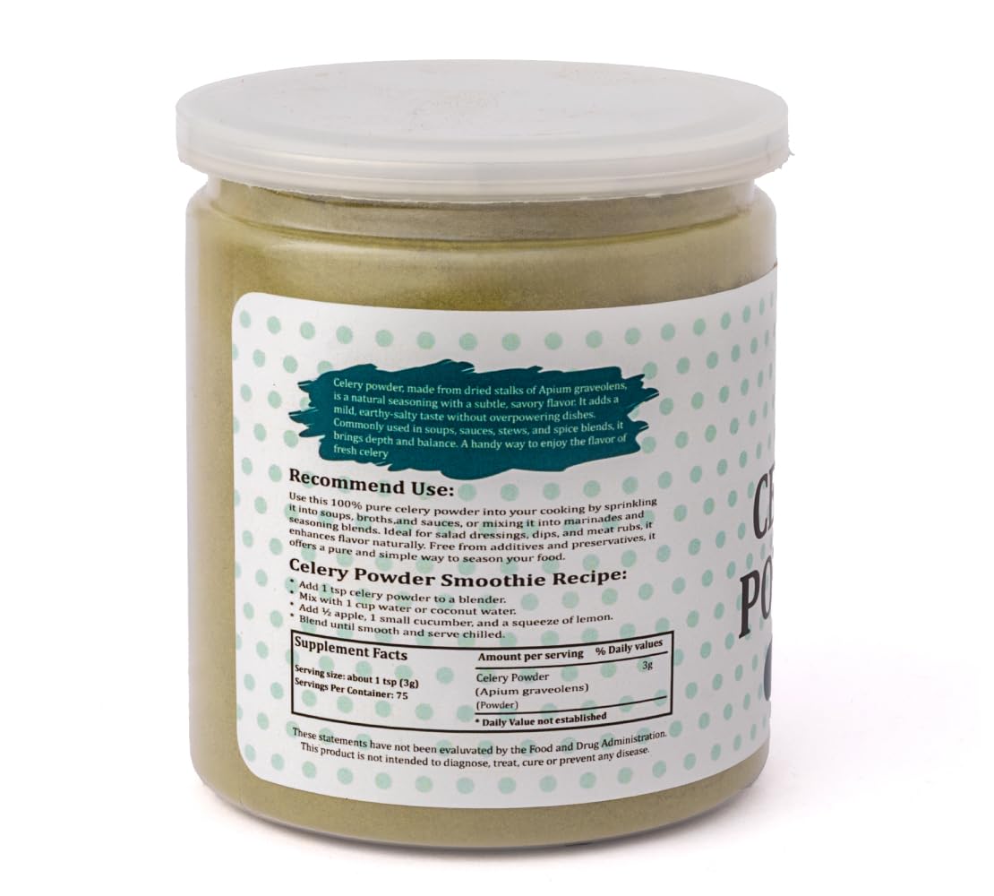 Celery powder 8oz โ Dried Celery Powder Seasoning for Cooking, Juices & Curing โ Ground Spice โ 100% Pure And Natural Flavor โ By Yogiโs Giftยฎ