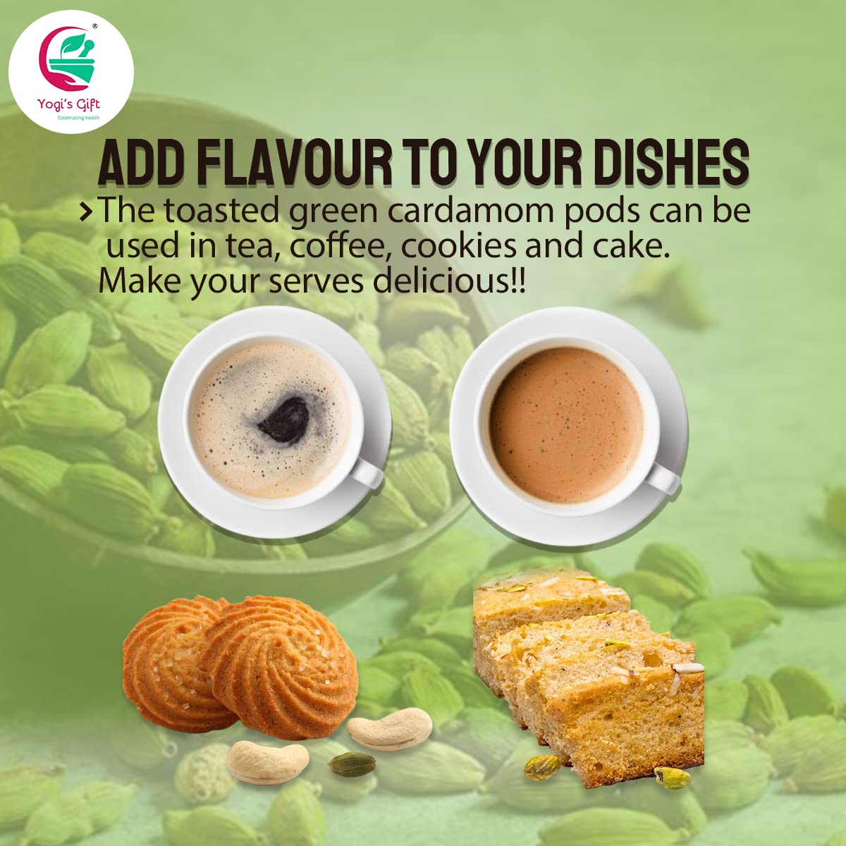 Cardamom powder 4 Oz | Fresh, Aromatic and Flavourful ground cardamom | Cardamom ground spice | aka Elaichi, Cardamon | by Yogi's Giftยฎc