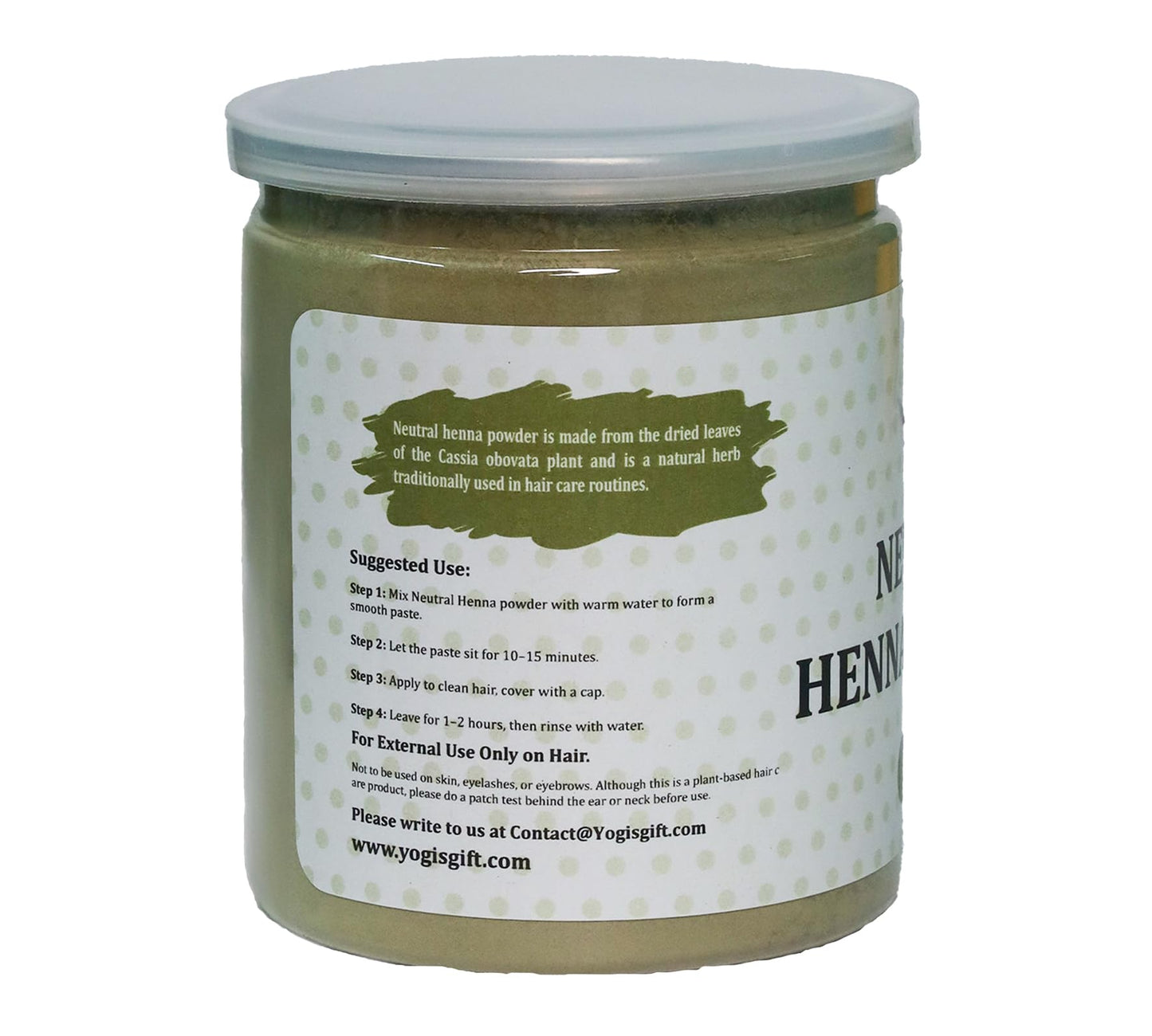 Neutral Henna Powder โ 8 oz โ 100% Pure & Natural โ Cassia Obovata Powder for Hair Shine, Strength & Softness โ Non-Coloring Natural Henna โ By Yogiโs Giftยฎ