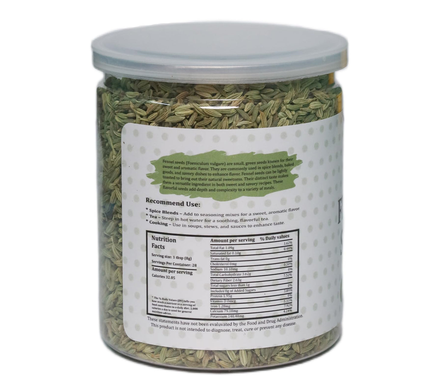 Fennel Seeds 8oz, 100% Pure & Natural Whole Fennel, Premium Quality Spice for Cooking & Tea, Fresh & Aromatic - By Yogiโs Giftยฎ