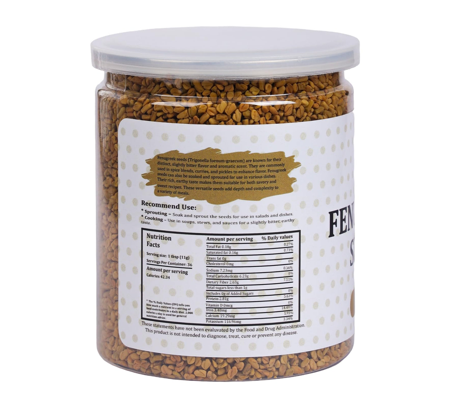 Fenugreek Seeds 14oz, 100% Pure & Natural Methi Seeds, Premium Quality, fenogreco en semillas, For Cooking, Herbal Uses and Overall Wellness - By Yogi’s Gift®