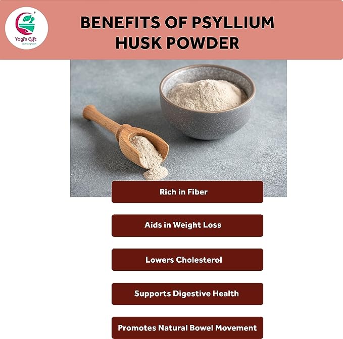 Psyllium Husk Powder 2 lb | Soluble Fiber Supplement | Keto Friendly | Use in Smoothies, Cooking and Baking | Unflavored, Fine Ground, 100% Natural, Non GMO | by Yogi's Gift®