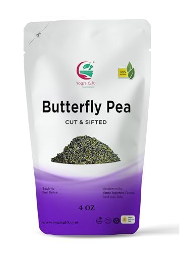 Butterfly Pea Flower Tea 4 oz | Cut and Sifted | Makes Beautiful Blue Or Purple Food Coloring | Blue tea Butterfly Pea Flower | Non-Gmo, Ethically Sourced | By Yogi's Gift®