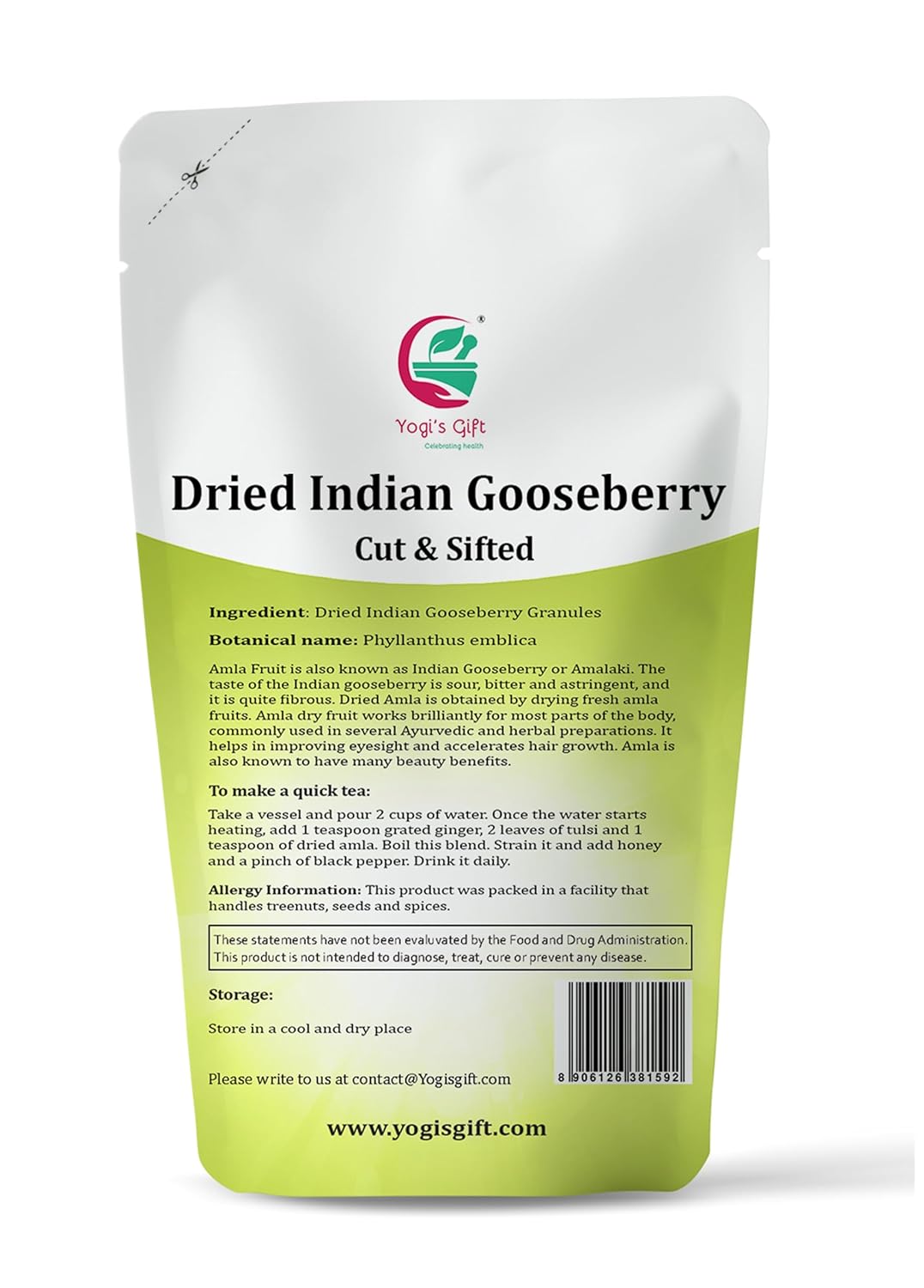 Dried Indian Gooseberry Granules 4 oz | Rich in Vitamin C, Fibre | Dried Amla Berry Tea | Phyllanthus emblica | Te De Amla | by Yogi's Gift®