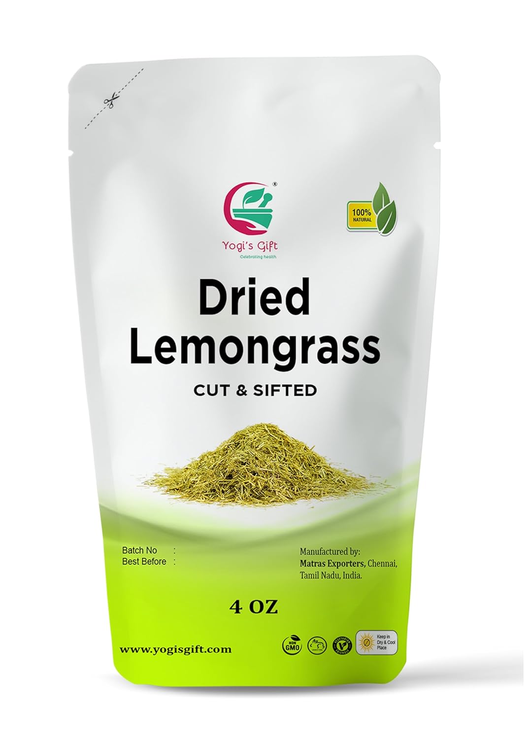 Dried Lemongrass 4 oz | Cut and Sifted Loose Leaf | Aroma Rich Lemon Grass | by Yogi's Gift Ā®
