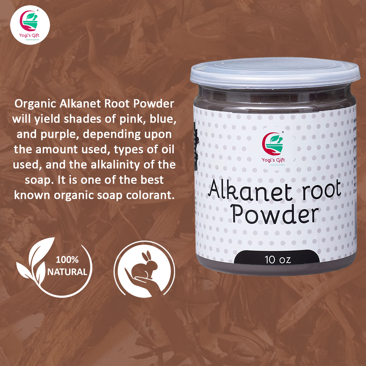 Alkanet Root Powder 10oz | 100% Natural Colourant For Soap making | Makes Beautiful Color Shades | Ratanjot Root Powder | Yogis's Gift®