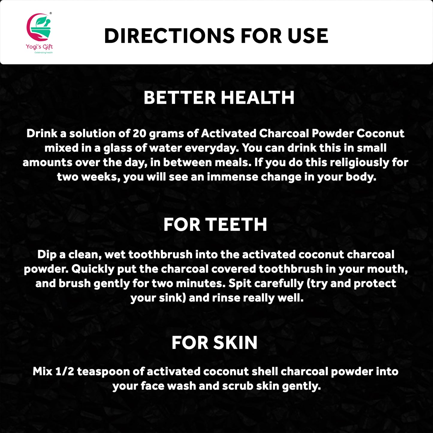 Activated Charcoal Powder Food Grade 10 oz | Perfect Particle Size for Smoothies, Teeth Whitening, Facial Mask | Coconut Shells Based | by Yogi's Gift Ā®