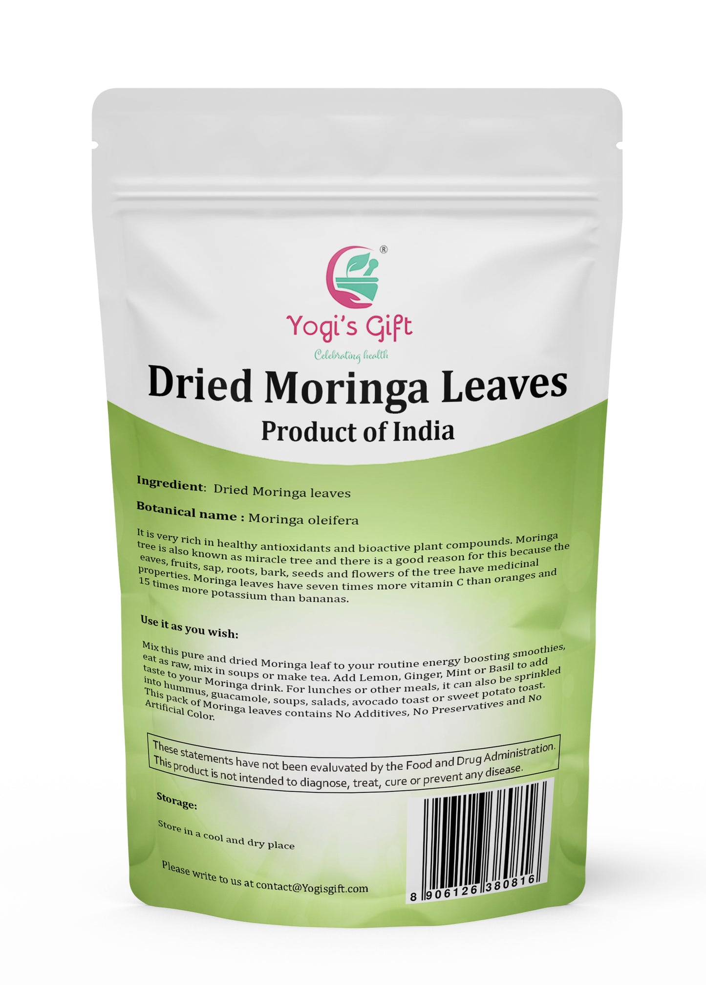 Moringa Leaves Loose 1 LB | Make tea, Springle on Salad, Ground and Use It | 100% Natural Moringa Leaf Only No Stems | Te De Moringa | Yogi's Gift®