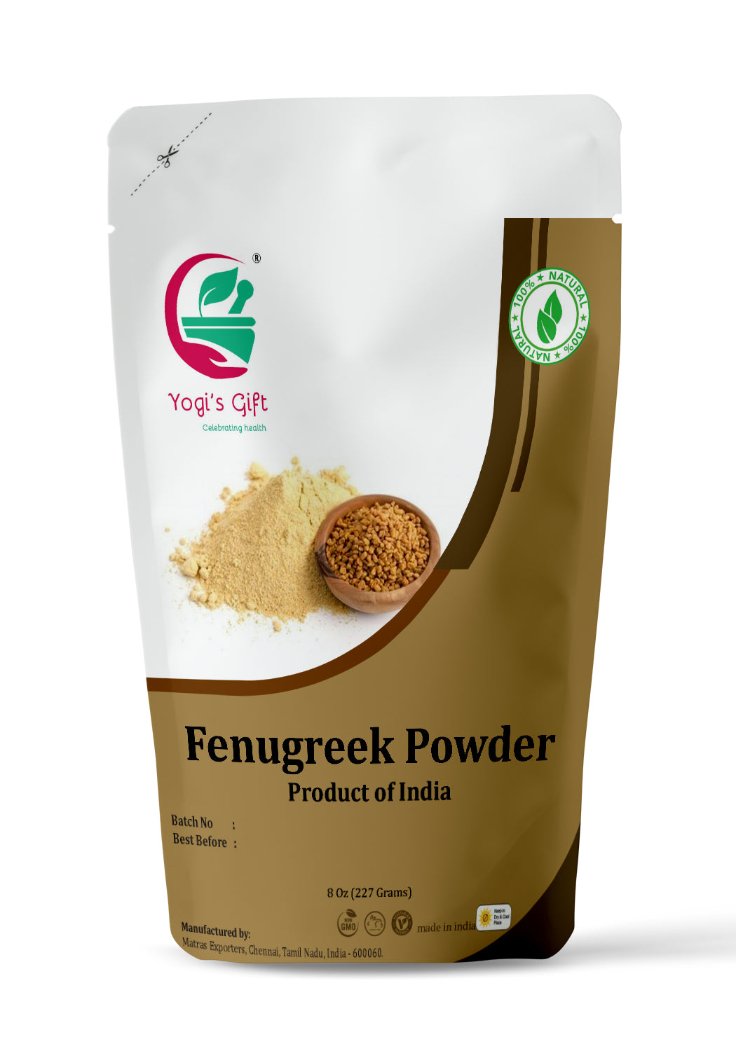Fenugreek Powder 8 Ounce | Fenogreco En Polvo | Non GMO | Ideal For Cooking and For Hair Growth Ground Fenugreek Powder | Yogi's Gift®
