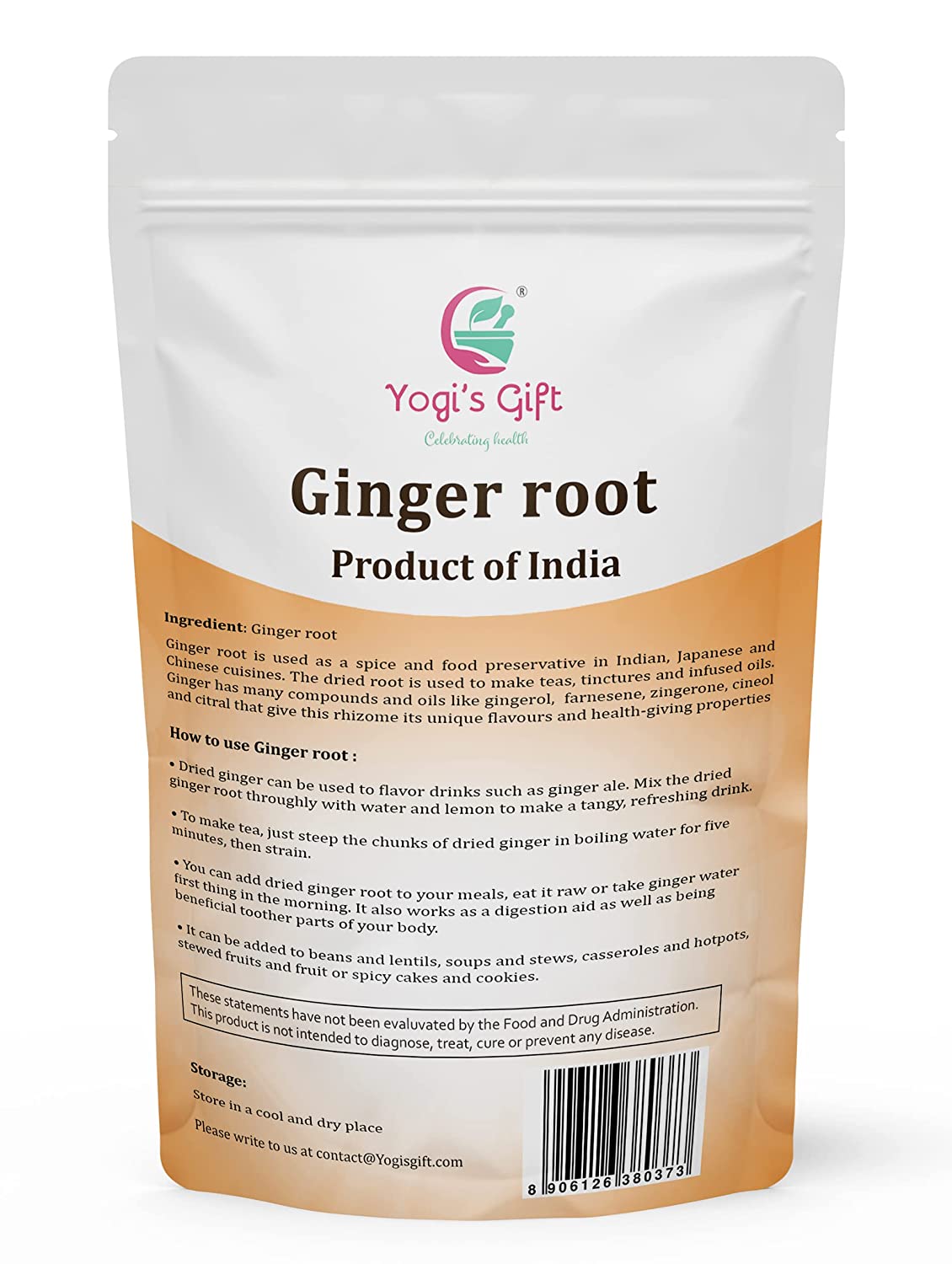 Dried Ginger Root 1 LB | Cut and Sifted Dried Ginger Pieces | Flavourful Indian Spice |Pure and Natural For Making Flavourful Ginger Tea |Yogi's Gift®