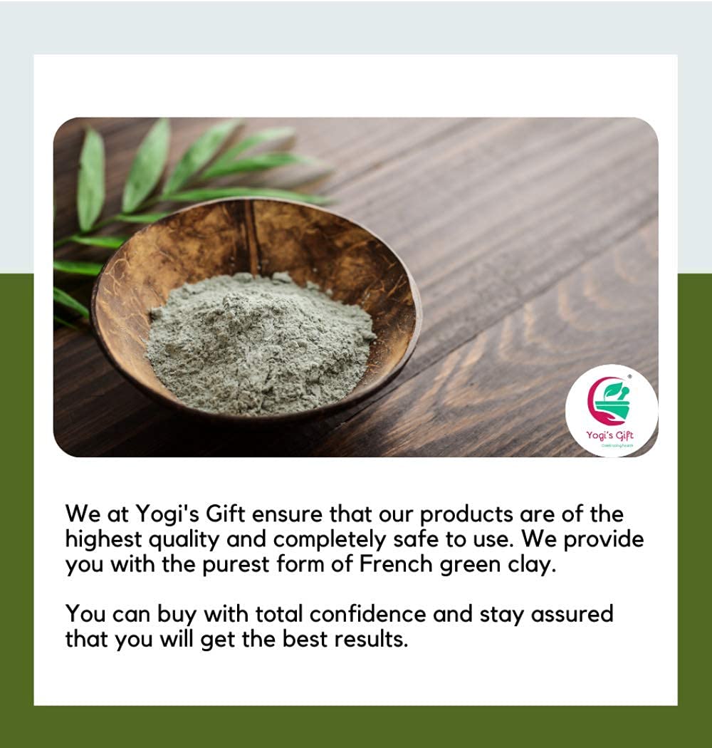 French Green Clay Powder 1 lb | Deep Facial Cleanser | Skin Softening Face Mask | Natural Detoxifying Mask | Argile Verte | Yogi's Giftยฎ