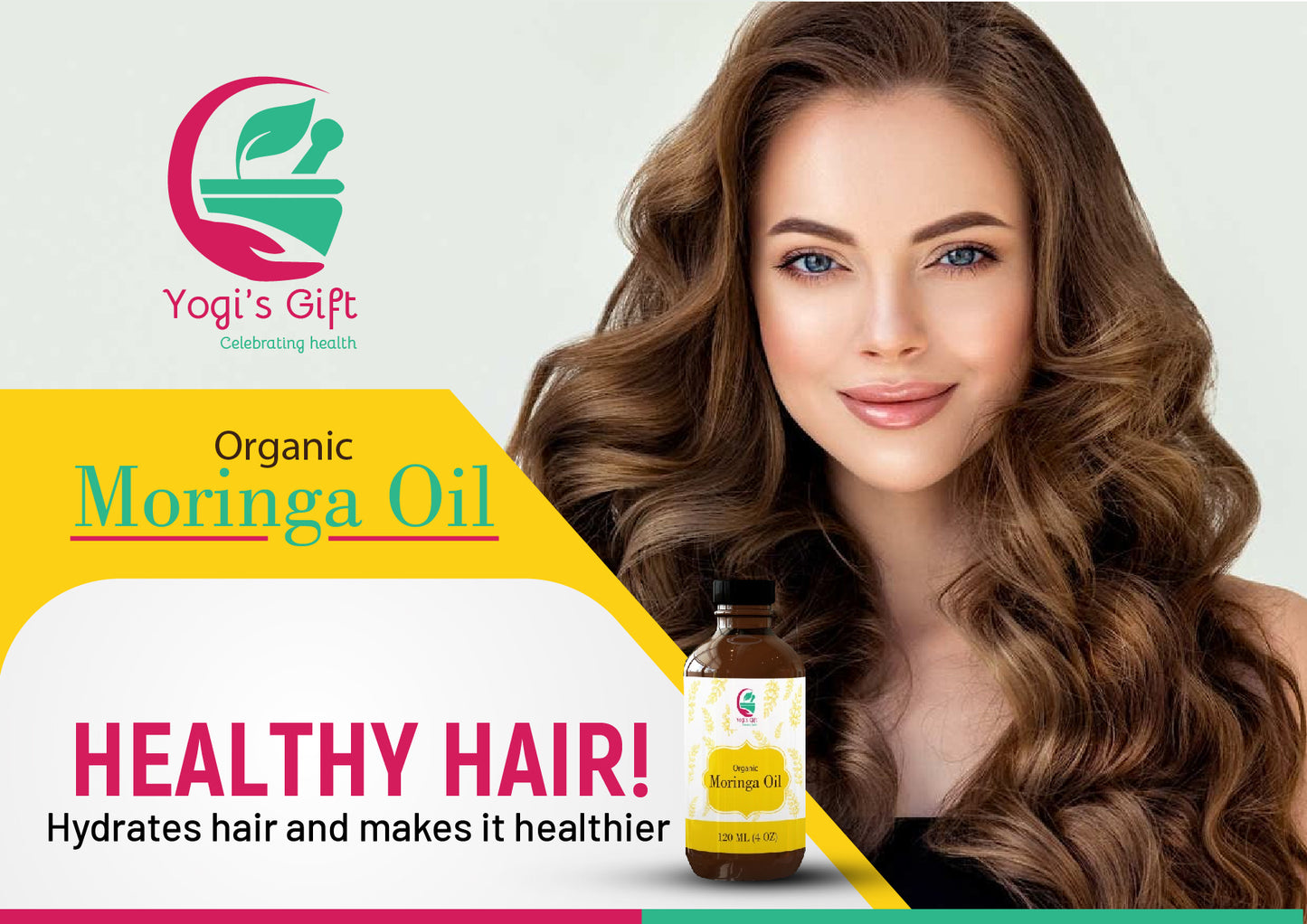 MORINGA OIL / 120ml |100% Pure & Organic Anti Aging Oil | Natural Moisturizer for Face, Skin, Hair and Nails |High and Fast absorption on your skin | by Yogi's Gift Ā®