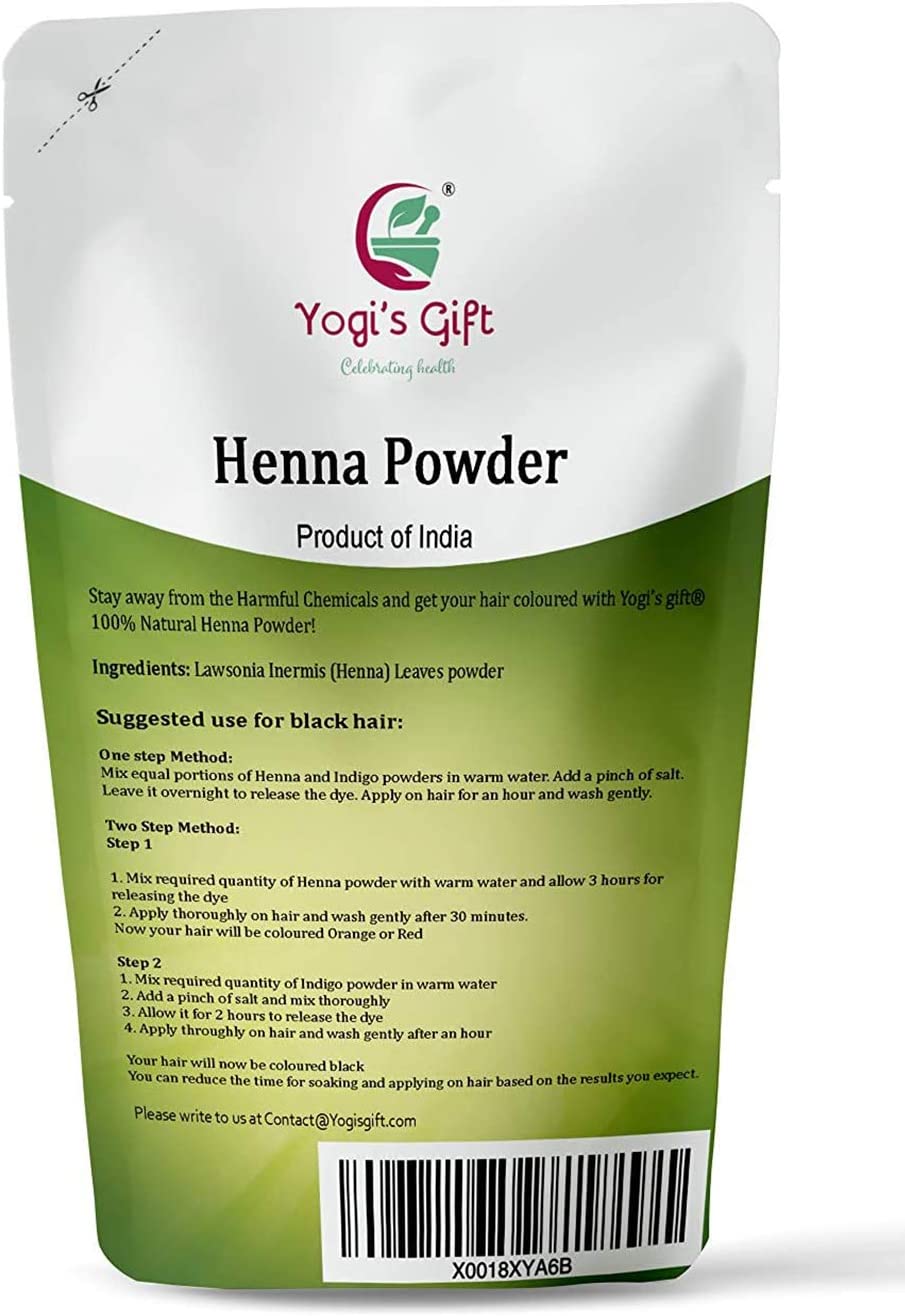 Yogiโs Gift ORGANIC Henna powder for hair| Lawsonia Inermis | 250 grams | 100% Pure and Natural Colour | Triple sifted | Rajasthan henna