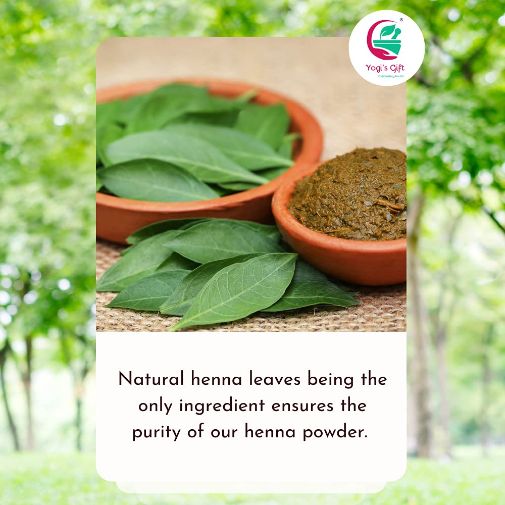 Yogiโs Gift ORGANIC Henna powder for hair| Lawsonia Inermis | 250 grams | 100% Pure and Natural Colour | Triple sifted | Rajasthan henna
