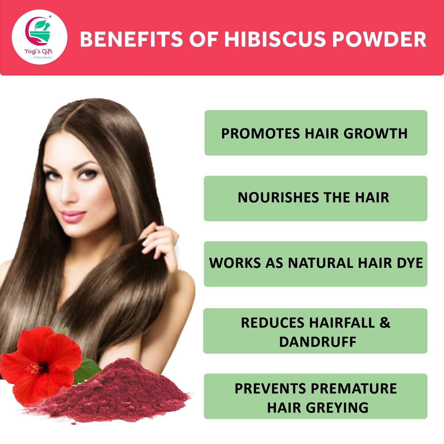 Hibiscus Powder 10 oz | 100% Natural and Pure Hibiscus Powder for Hair Growth | by Yogi's Gift®
