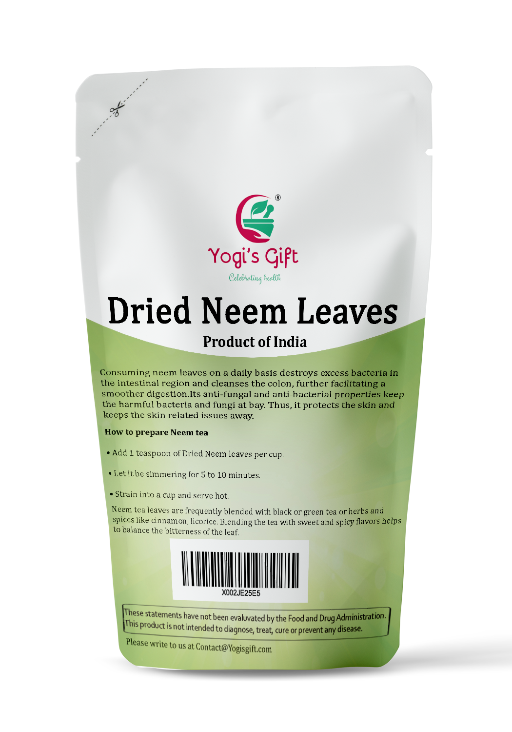 Dried Neem Leaves | 4 oz | 100% Natural Detox Tea (Approx 1800 Whole Leaves) | Azadirachta Indica Leaf | Non-GMO, Gluten Free | Yogi's Gift®