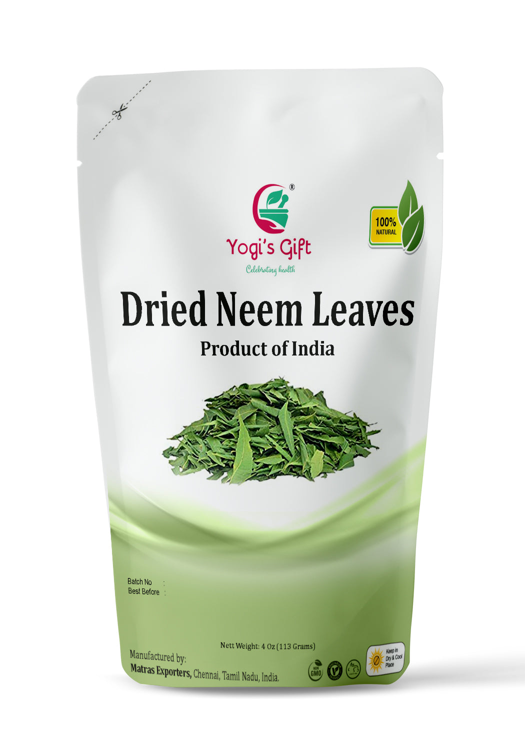 Dried Neem Leaves | 4 oz | 100% Natural Detox Tea (Approx 1800 Whole Leaves) | Azadirachta Indica Leaf | Non-GMO, Gluten Free | Yogi's Gift®