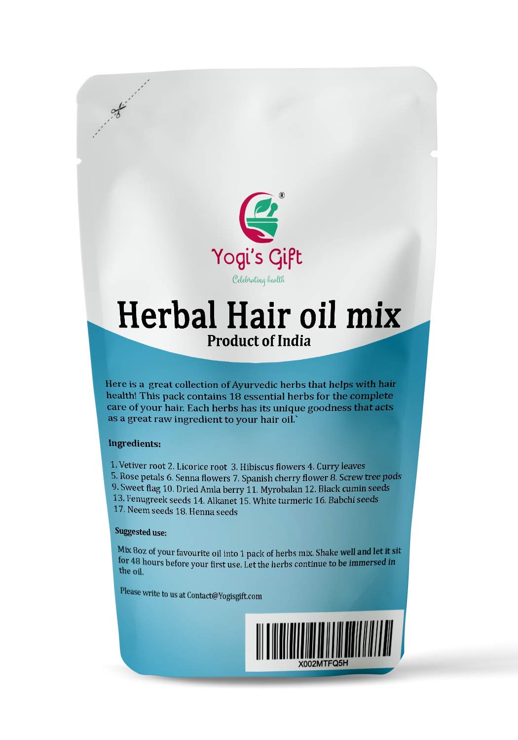 Herbal Hair Oil Mix | 2 packs | 18 Essential Herbs For Hair Growth Oil | Natural Ayurvedic Herbs | Product Of India |Yogi’s Gift®