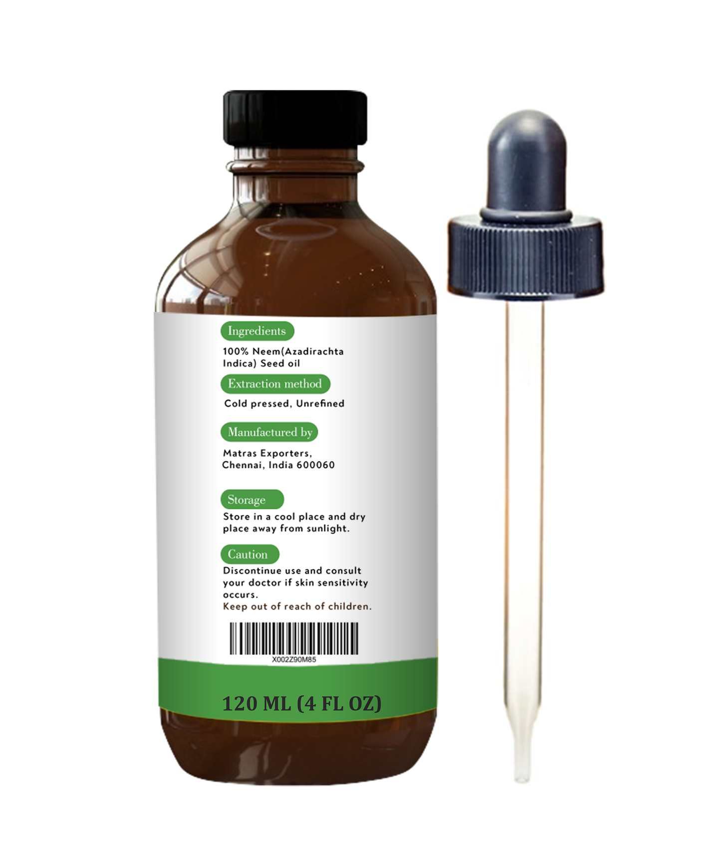 Neem oil 4 oz - Cold pressed, 100% Pure and Organic