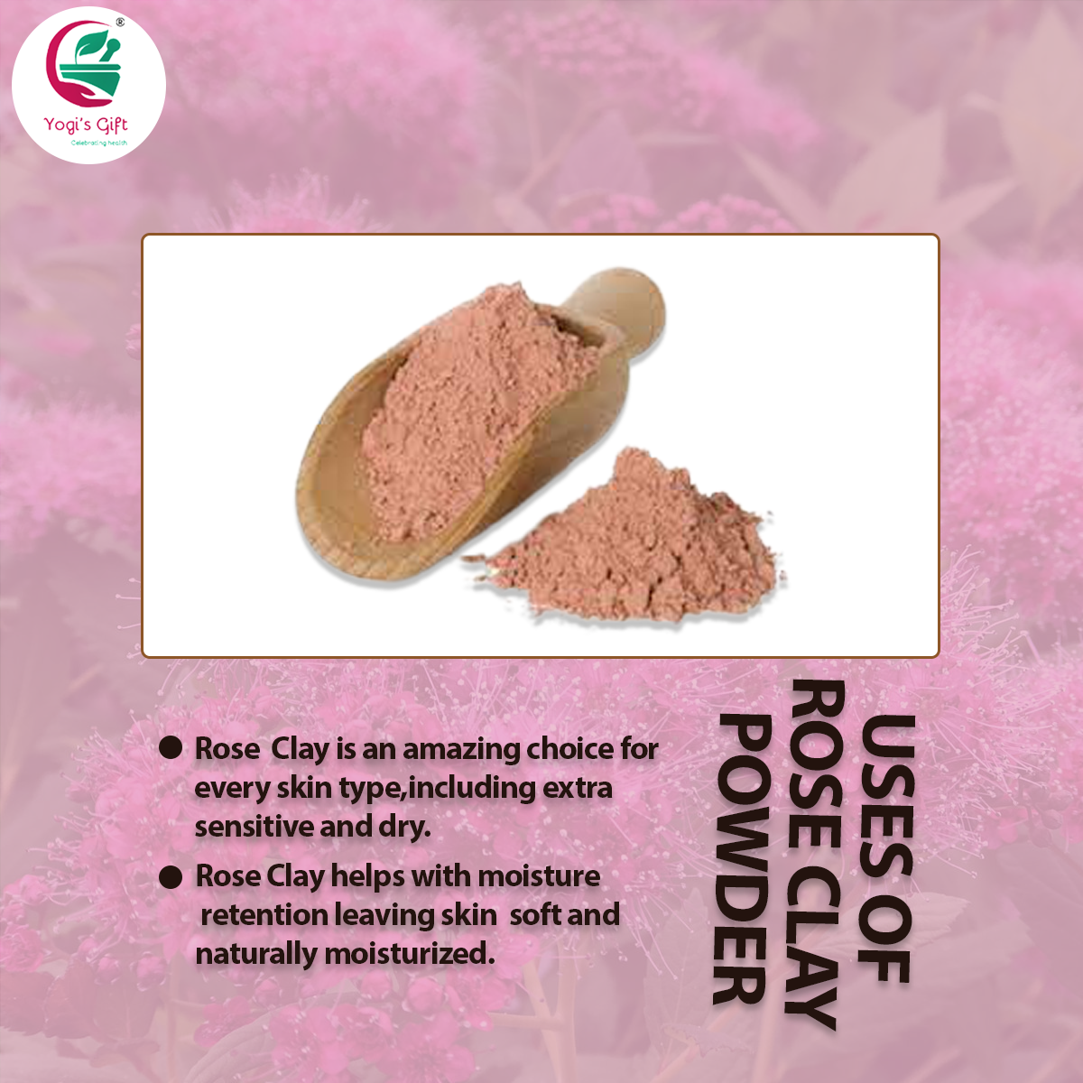 Pink Clay / Rose Clay Powder for Soap Making | 8 Oz | Fine, Gentle and Soothing Clay for Face Masks, Soaps and More | by Yogi's Gift Ā®
