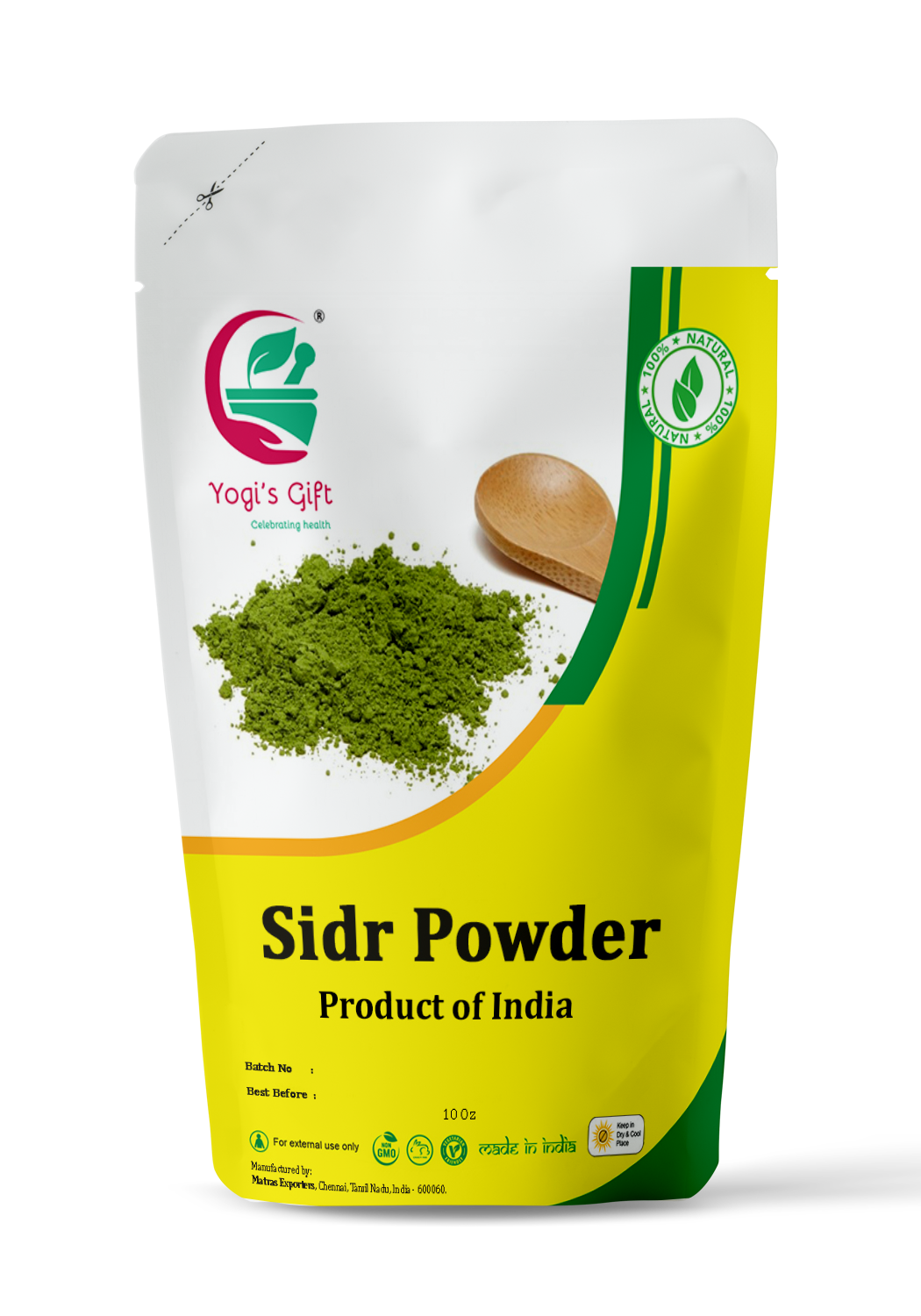 Sidr Leaf Powder 10 Oz | Organically grown Natural Herbal Hair Cleanser & Conditioner | Rejunivates Hair follicles | Hair Care Powder | Yogi's Gift®