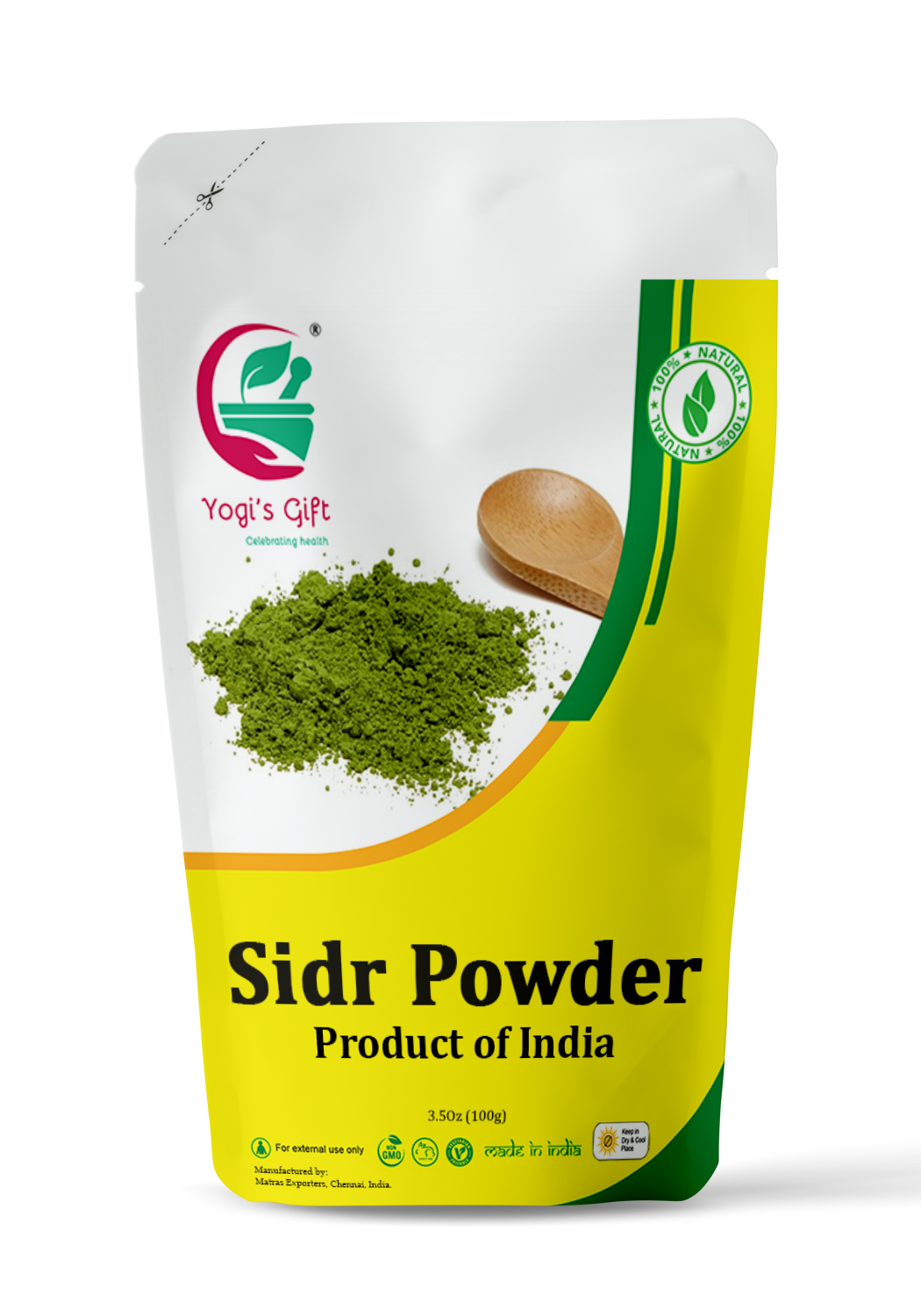 Sidr Powder 100 grams | Natural Herbal Hair Cleanser & Conditioner | Rejunivates Hair follicles | Hair Care Powder | Yogi's Gift®