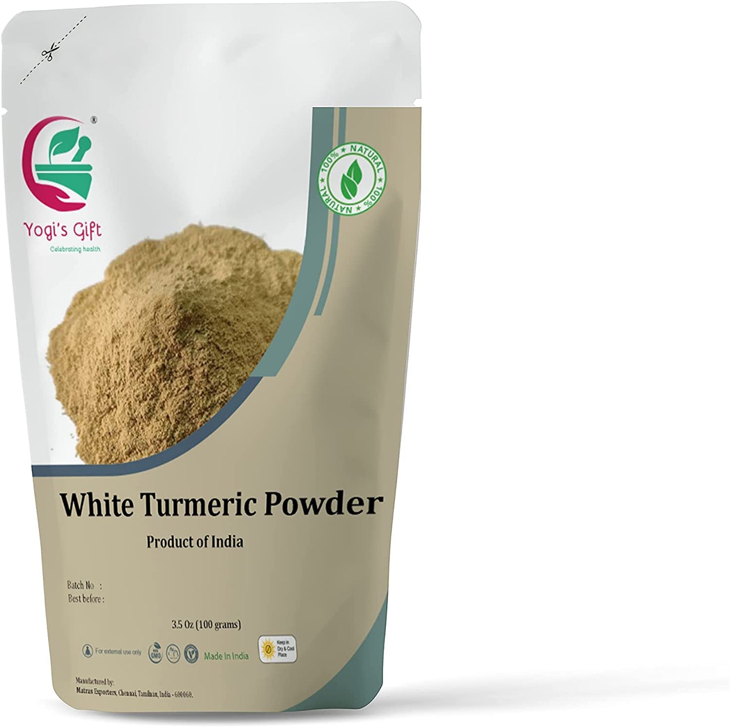White turmeric powder 100g | aka Kapoor Kachri & Curcuma zedoaria | Yogiโs Gift