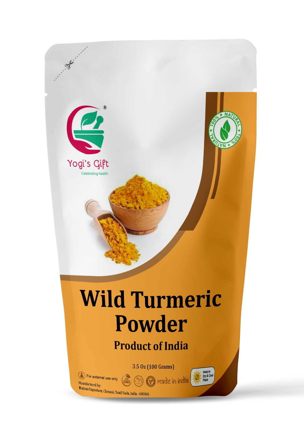 Kasturi Turmeric Powder for Skin Care 3.5 oz | Wild Turmeric Powder | Aka Kasturi Manjal Powder | Best for Preparing Turmeric Face Mask | Yogi’s Gift®