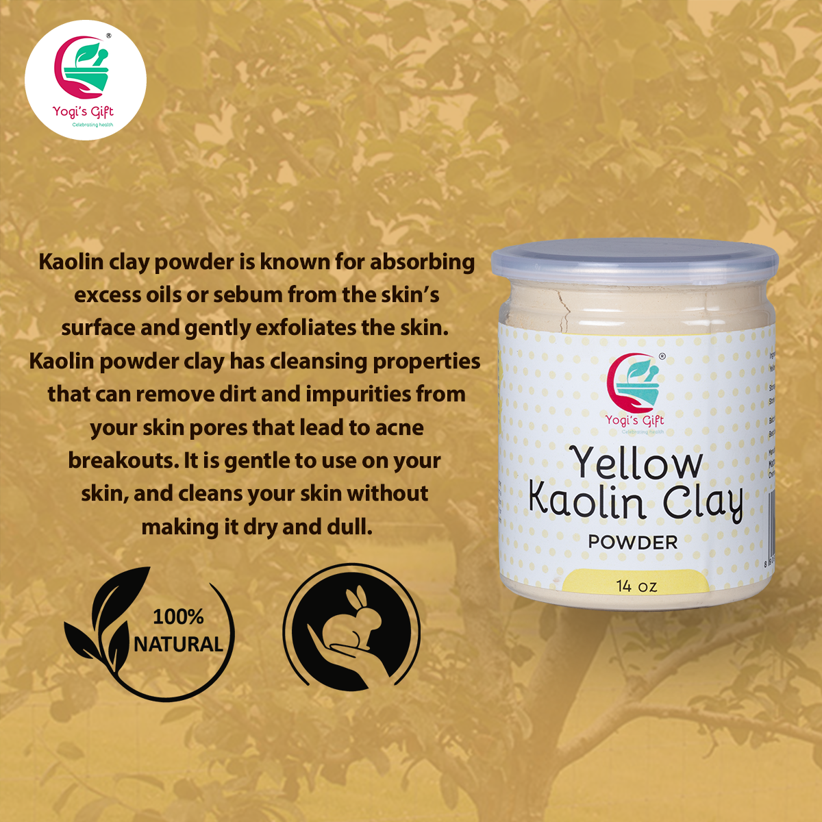 Kaolin Clay Powder | 14 oz | Clay For Soap Making, Face Cleansing And Face Mask | Yogi's Giftยฎ