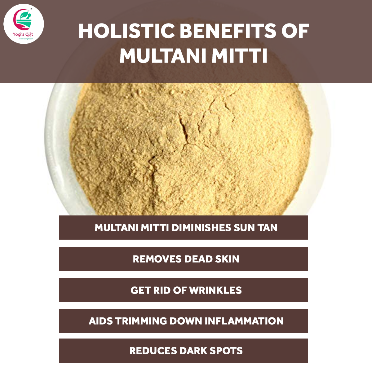 Multani Mitti Powder | Fullers Earth Clay | 100% Natural Indian Clay | Skin Tightening Face Pack, Detox Bath & Soap Making | 10 oz | By Yogi's Giftยฎ