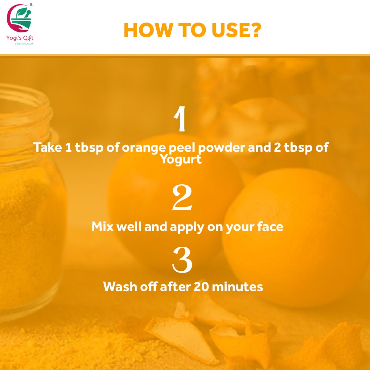 Orange Peel Powder 8 oz | 100% Natural Care For Acne, Tan & Blackheads | Effective DIY Face Mask Ingredient | Rich in Vitamin C | Yogi's Giftยฎ