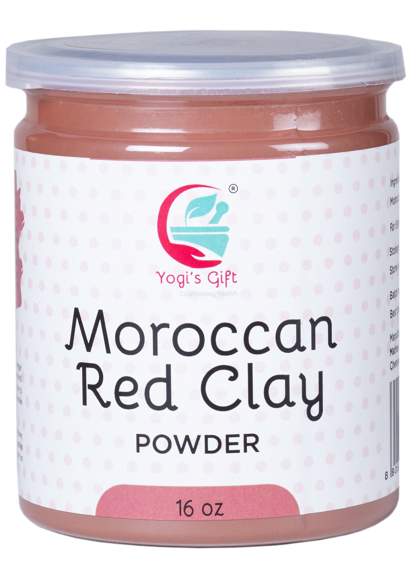 Moroccan Red Clay Powder | 16 Oz | Raw Clay Facial Mask | Deeply Cleanses Pores & Purifies the Skin | Yogi's Giftยฎ