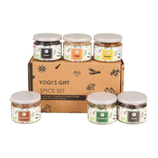 Spice Set (6 Essential Spices) | Cardamom, Cinnamon, Cloves, Ginger, Pepper, Turmeric | Perfect Spice Gift Set | By Yogi's Gift®