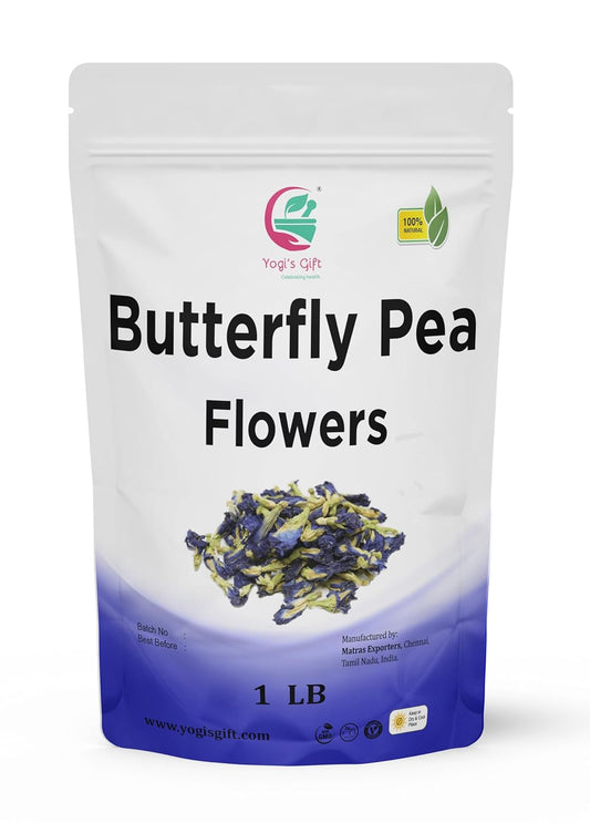 Butterfly Pea Flower Dried 1 LB | Blue Butterfly Pea Flower Tea | Makes Beautiful Blue Or Purple Food Coloring | Non-Gmo, Ethically Sourced | By Yogi's Gift®