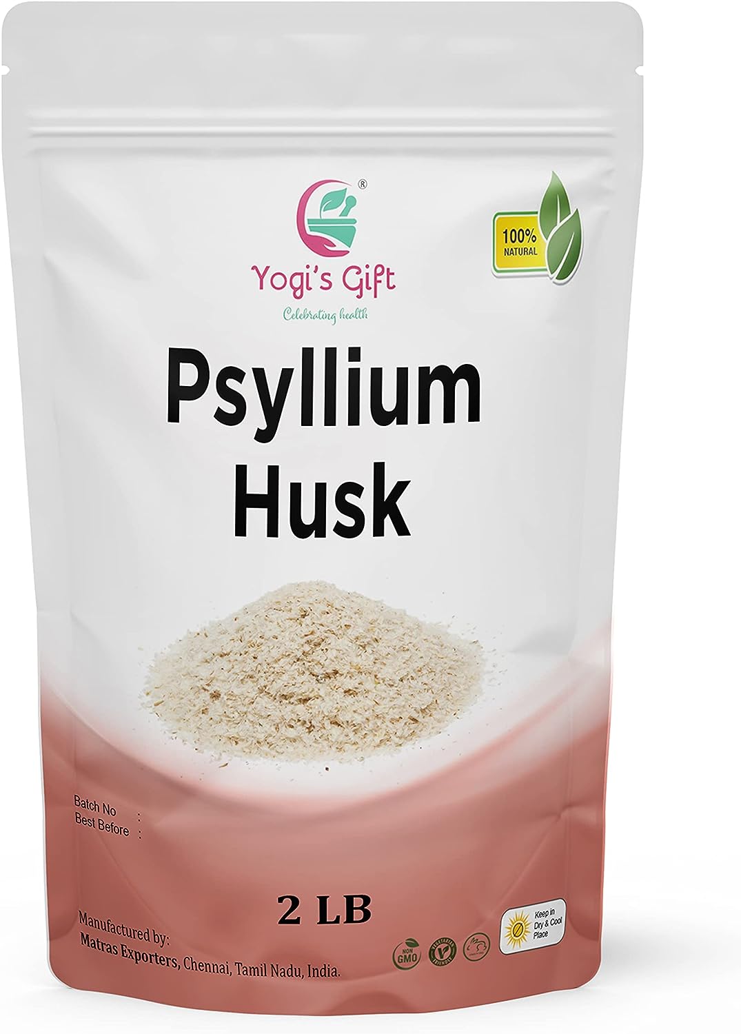 Psyllium Husk Whole 2 Lb | Soluble Fiber Supplement | Keto Friendly | Use in Smoothies, Cooking and Baking | Unflavored, Fine Ground, 100% Natural, Non GMO | by Yogi's Gift®