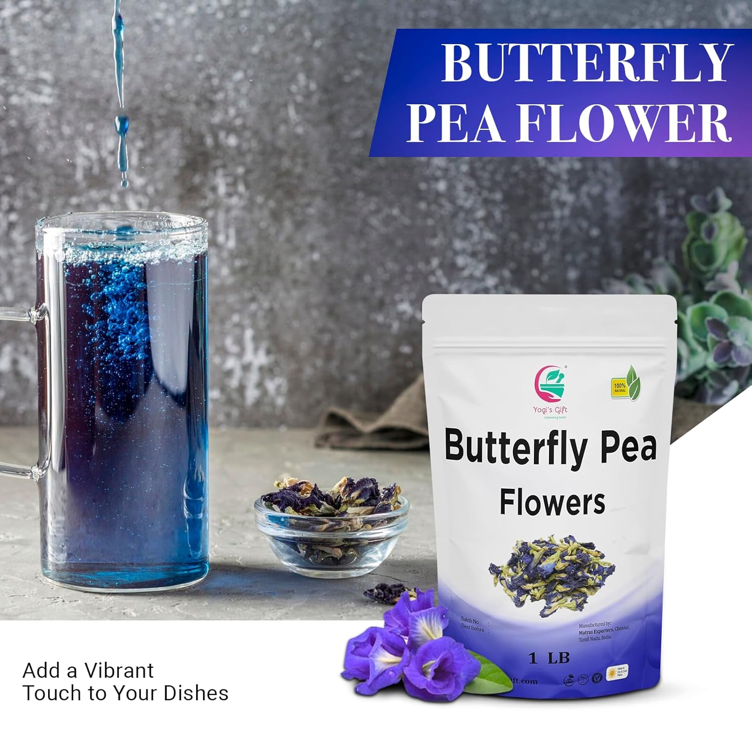 Peflower Tea Butterfly Pea Flower Dried 1 LB | Blue Butterfly Pea Flower Tea | Make ...