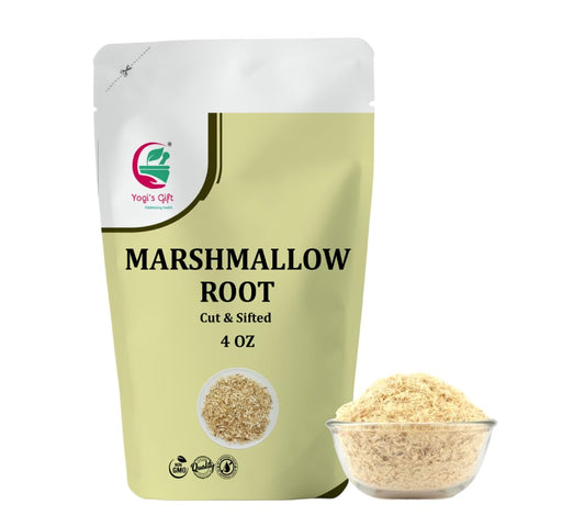 Marshmallow Root Tea 4 oz – Dried Marshmallow Root Cut & Sifted – 100% Natural marshmello root for Tea & Herbal Brewing Use – By Yogi’s Gift®