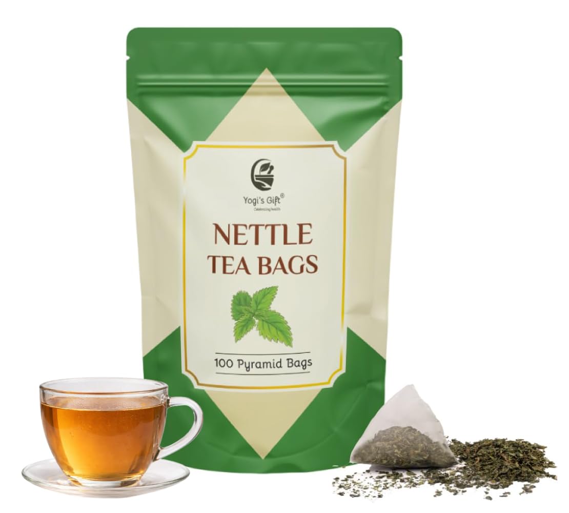 Nettle Tea Bags (100 Count) – Pyramid Tea Bags – 100% Natural & Pure Nettle Tea Leaves – Delightful Herbal Tea Experience – by Yogi’s Gift®