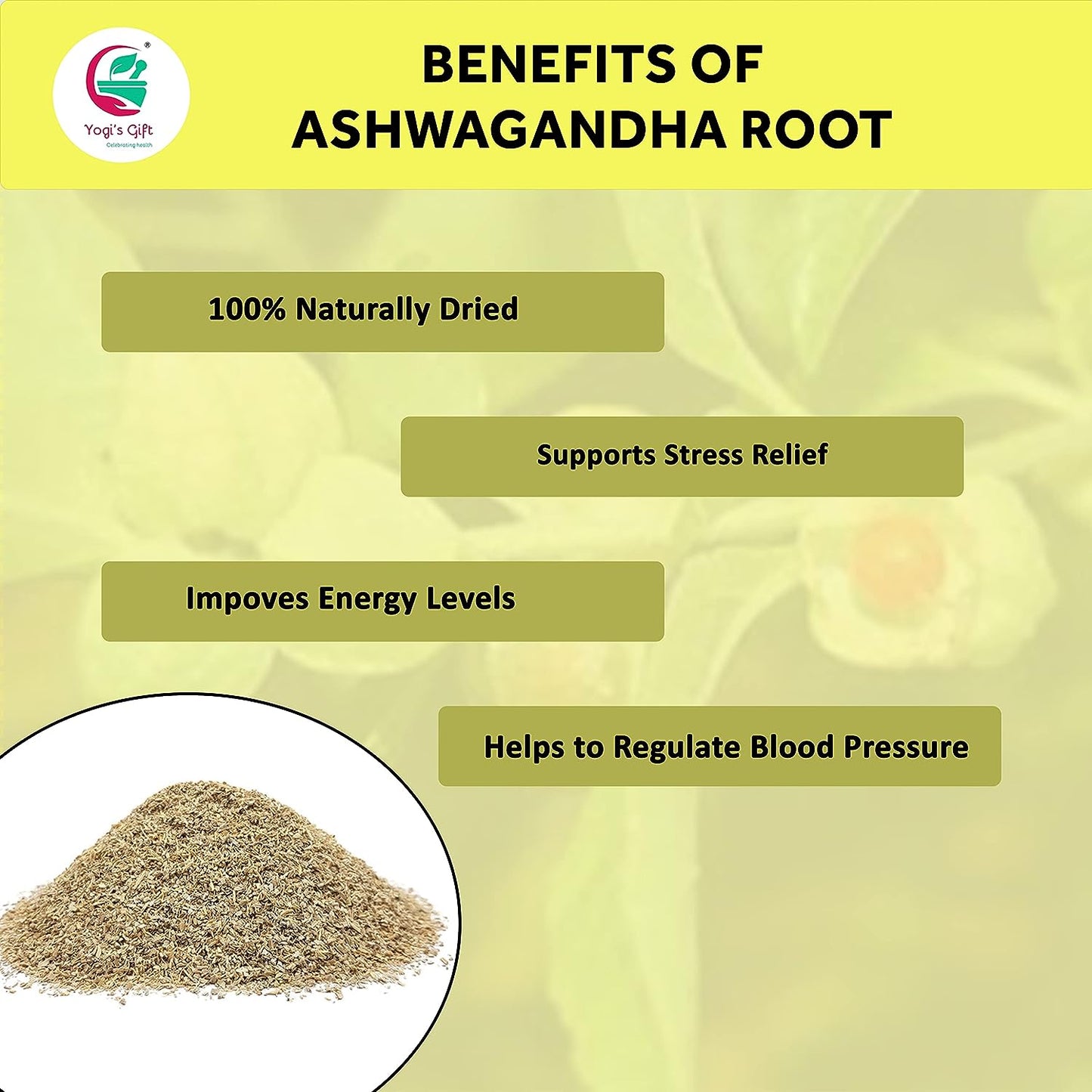 Ashwagandha Root 1lb | Dried Ashwagandha Herb | 100% Naturally Dried | Withania Somnifera | Best Particle Size For Making Tea | by Yogi's Gift®