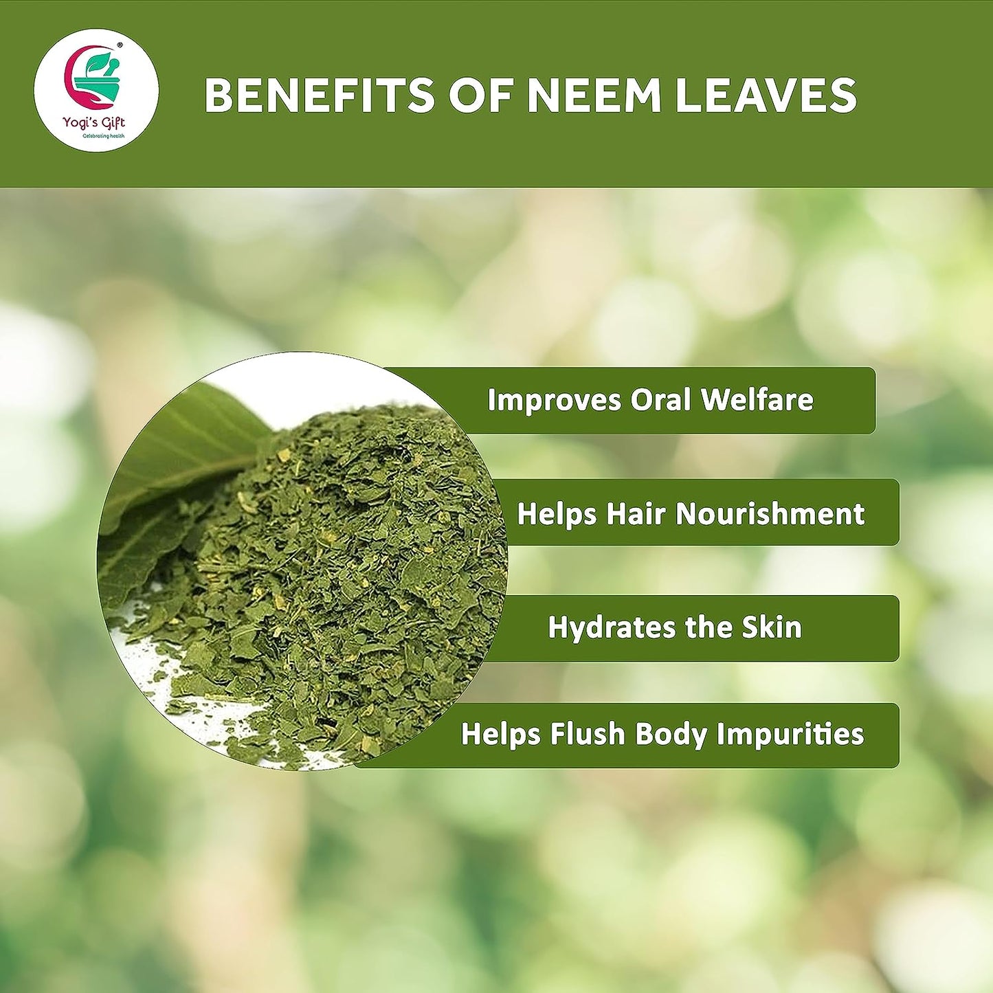 Neem Leaf 1 LB | 100% Natural Detox Neem Tea | Crushed Neem Leaves | Azadirachta Indica Leaf | Margosa Leaves | Non-GMO, Gluten Free | Nim Leaves | by Yogi's Gift®