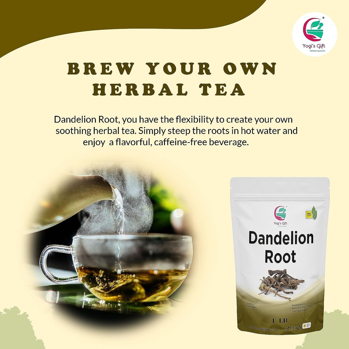 Dandelion Root 1 LB | Raw and Whole Loose root | by Yogi's Gift®