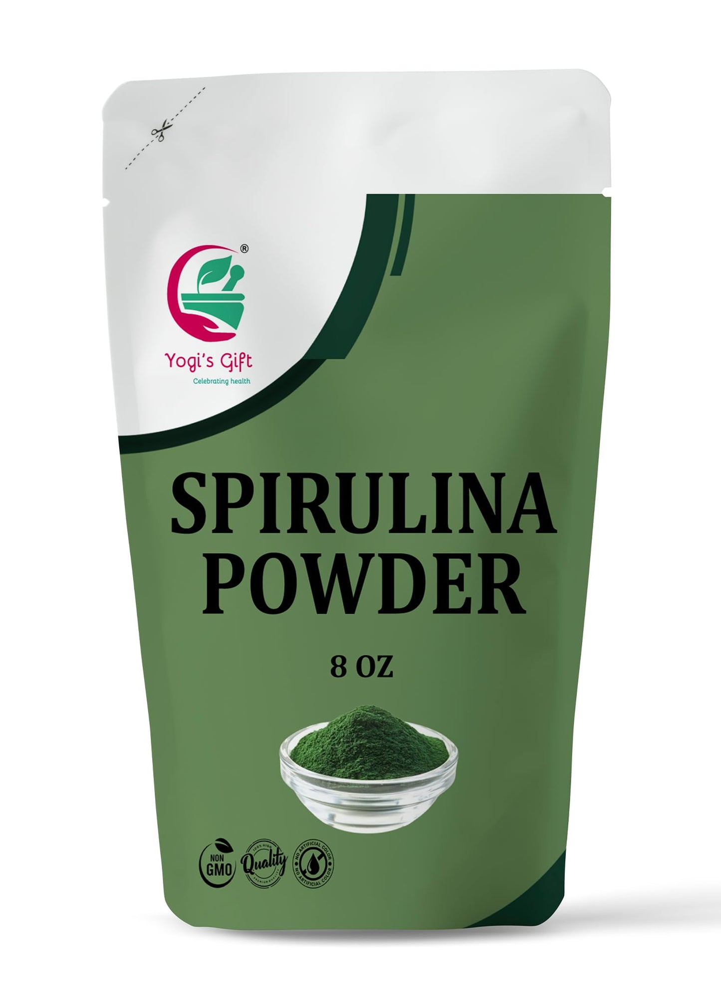 Spirulina Powder 8 oz, 100% Natural & Pure, Perfect for Smoothies, Juices & Daily Wellness - By Yogi’s Gift®