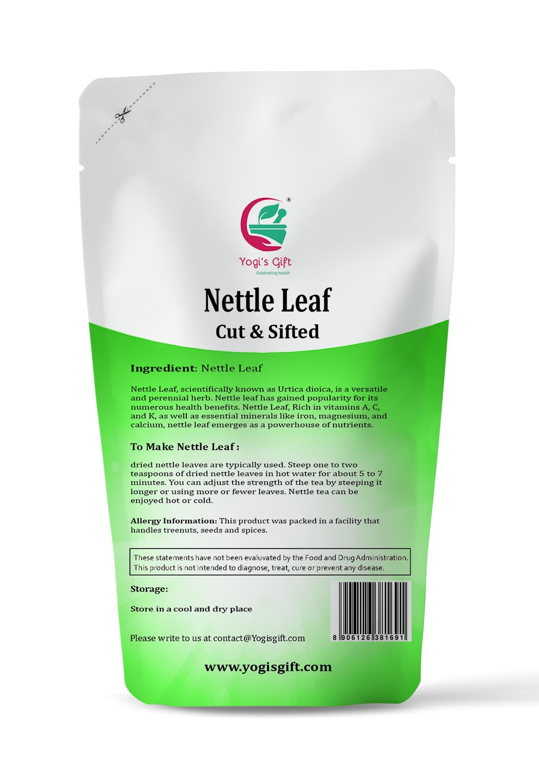 Nettle Leaves Dried 4 oz | Nettle Leaf Tea | Cut and Sifted | Stinging Nettle Herb Bulk | Non- Gmo, Ethically sourced | By Yogi's Gift®