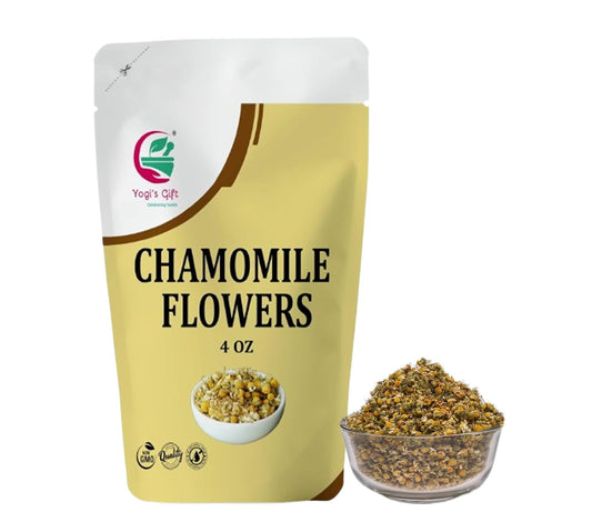 Chamomile Flowers 4 oz , 100% Natural Loose Leaf Chamomile Tea , Whole Dried Flowers for Herbal Tea , Resealable Bag for Freshness - By Yogi’s Gift®